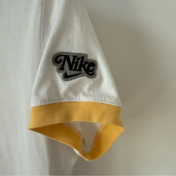 Nike just do it raglan short sleeve ringer t-shirt in white and yellow - Picture 9 of 15